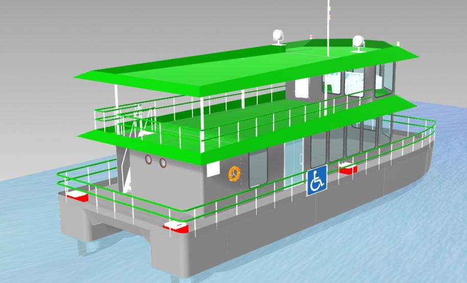 Anteprojeto de catamarã da Ilha do Mel - visão externa