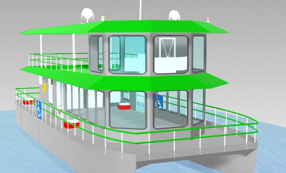 Anteprojeto de catamarã da Ilha do Mel - visão externa