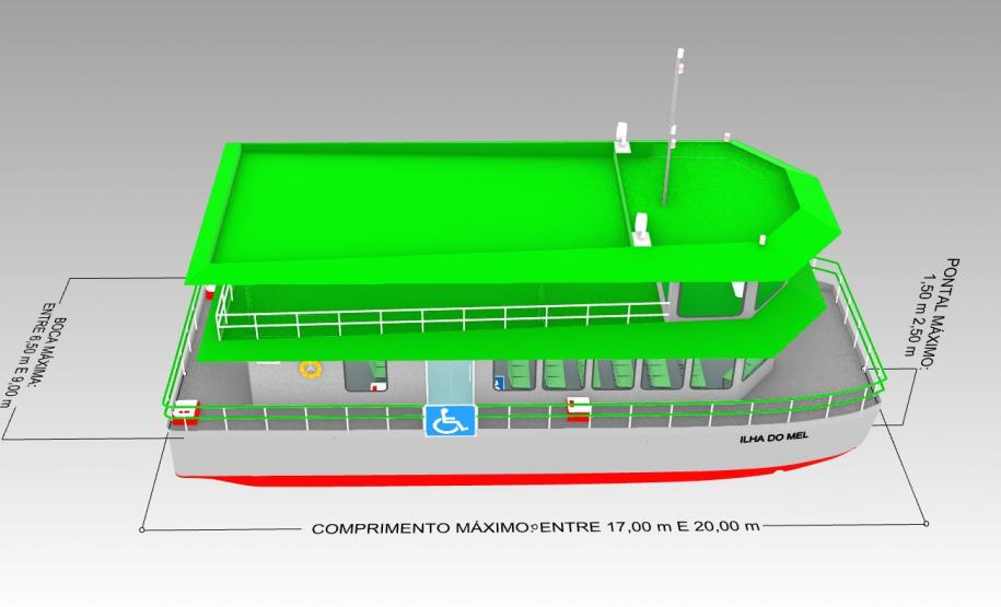Anteprojeto de catamarã da Ilha do Mel - visão externa