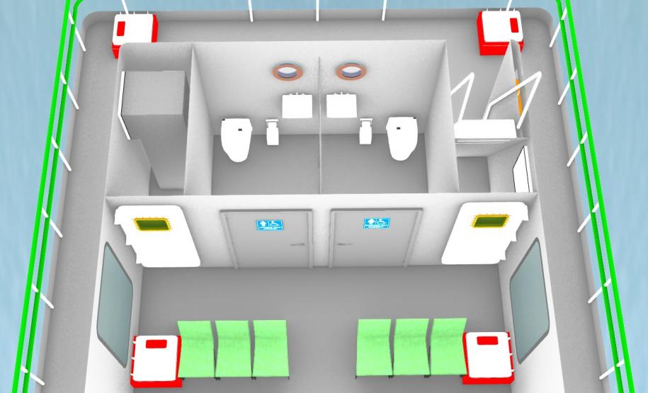 Anteprojeto de catamarã da Ilha do Mel - visão interna
