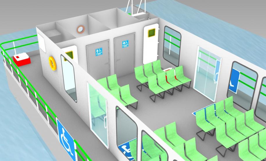 Anteprojeto de catamarã da Ilha do Mel - visão interna