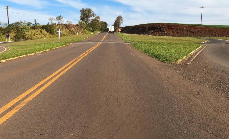 PRC-466 whitetopping - rotatória com a PRC-487