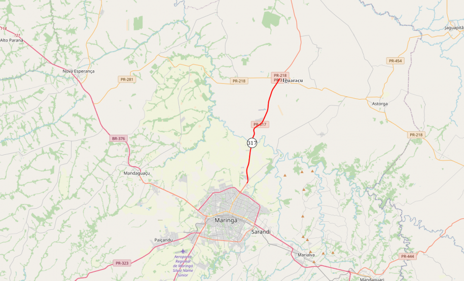 Trecho da PR-317 entre Maringá e Iguaraçu