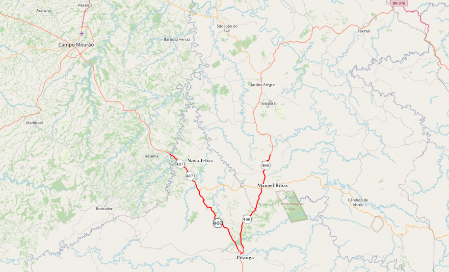 Mapa dos trechos das três rodovias que serão objeto de audiências públicas