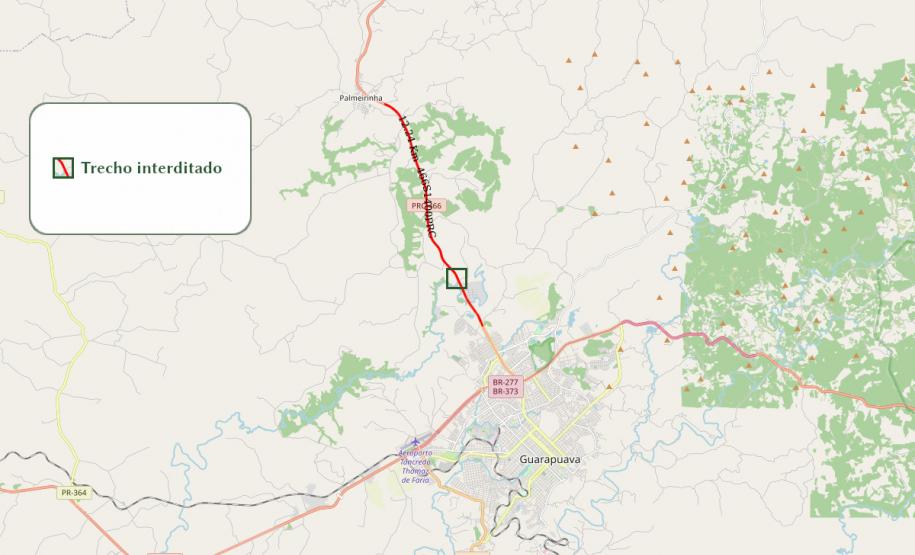 Mapa indicando local da detonação de rochas