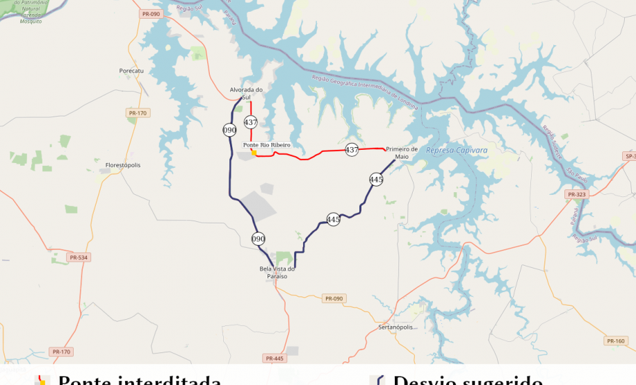 Croqui do bloqueio e desvio