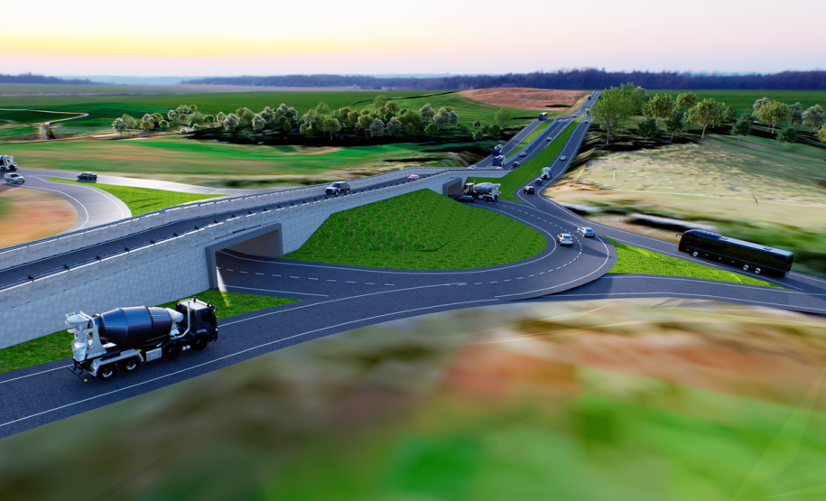 PRC-466 whitetopping Pitanga Manoel Ribas - maquete viaduto com a PRC-487