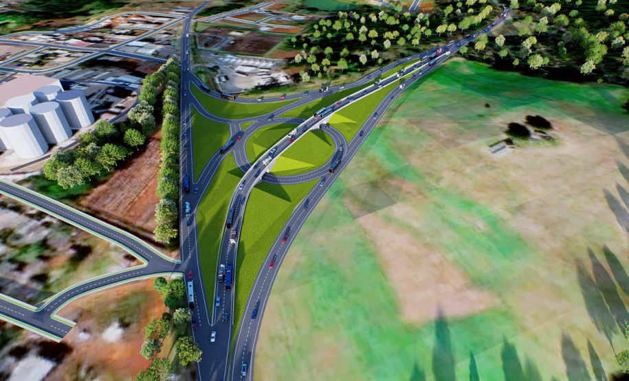 PRC-466 whitetopping Pitanga Manoel Ribas - maquete viaduto em Pitanga