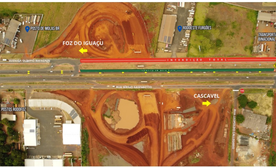 Mapa detalhando local do bloqueio de tráfego