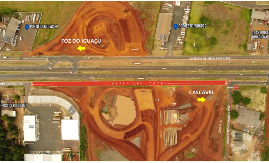 Croqui indicando o bloqueio da via marginal