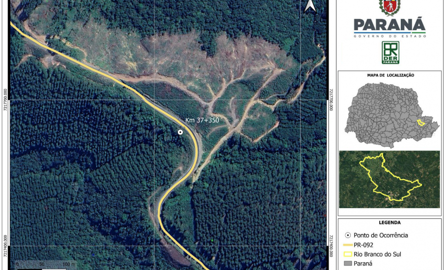 Mapa indicando localização da obra na PR-092