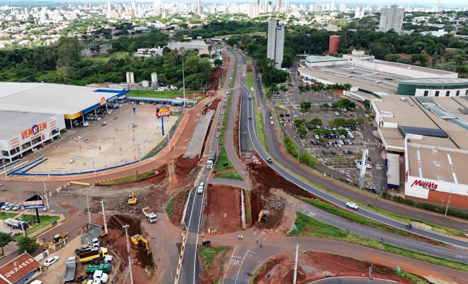 Obras do novo Trevo do Catuaí, em Maringá