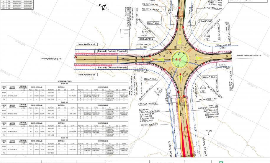 PR-574 projeto de rótula em Palmitópolis