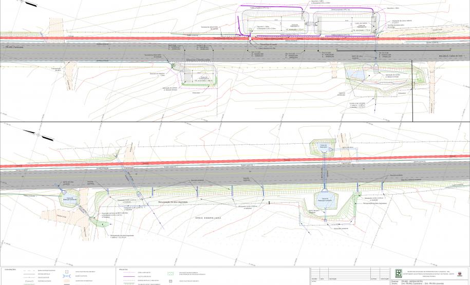 Folha do projeto de reforço da drenagem e recuperação de erosão da PR-685