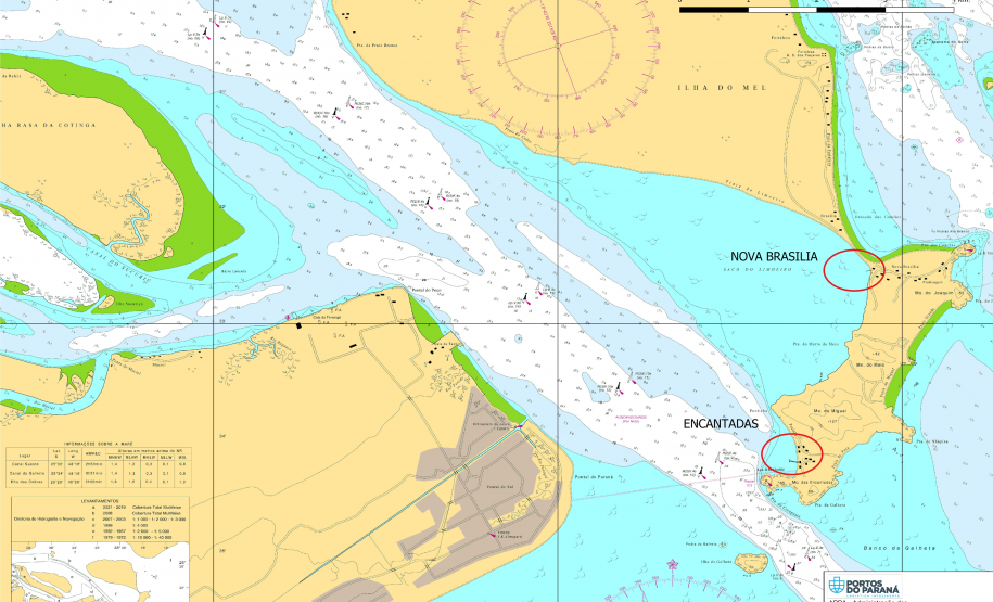 Mapa dos locais onde será instalada a sinalização náutica