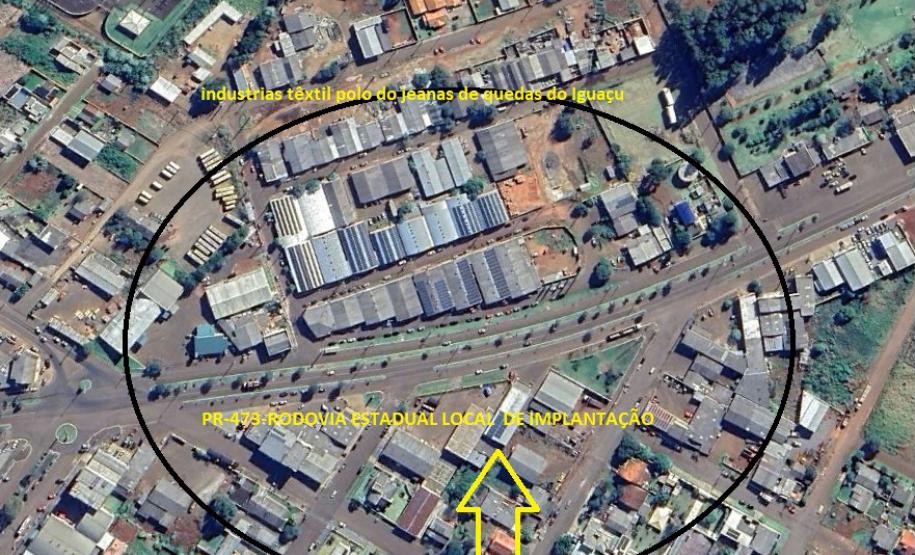 Mapa indicando trecho que a passarela será instalada