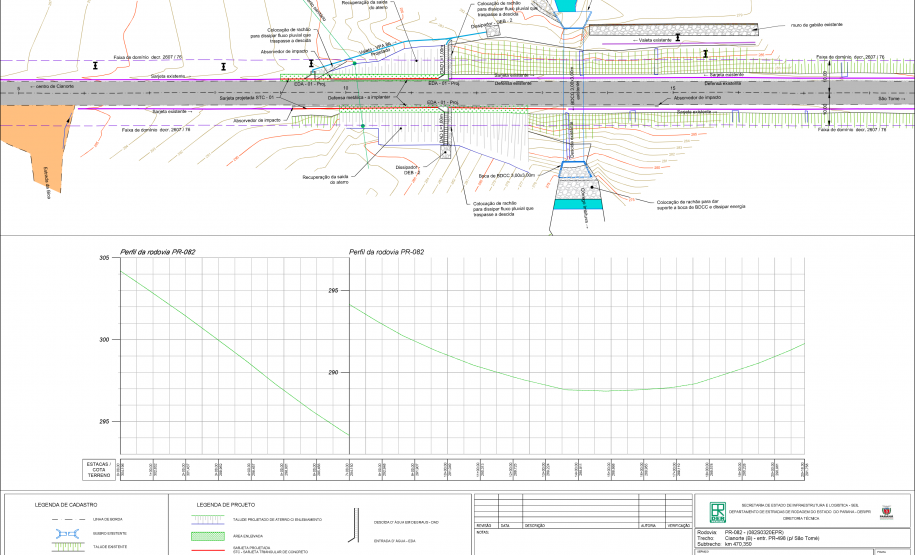 Folha do projeto geométrico da obra de recuperação de erosão e reforço de drenagem