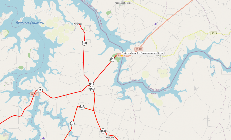 Mapa indicando localização da ponte