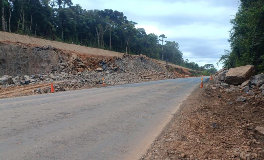 PRC-466 km 254 em Guarapuava, local da nova detonação de rochas