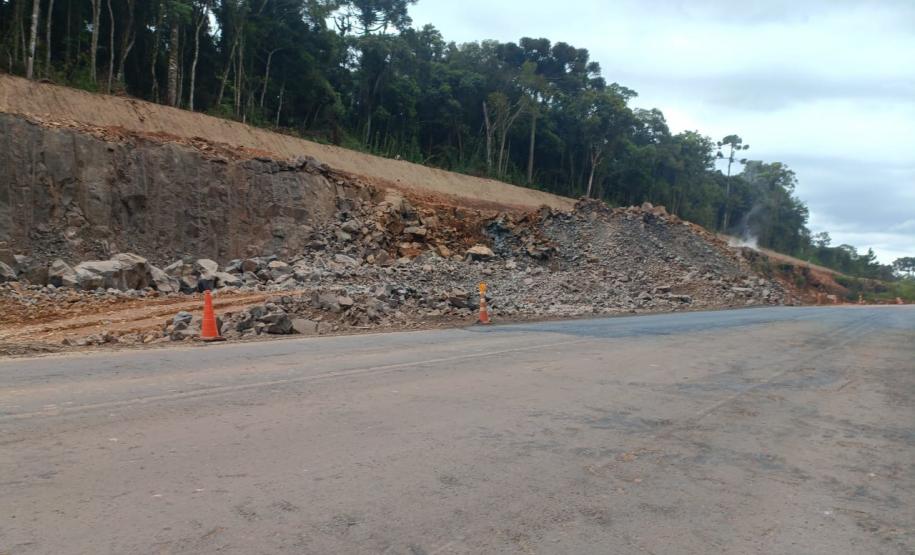 PRC-466 km 254 em Guarapuava, local da nova detonação de rochas
