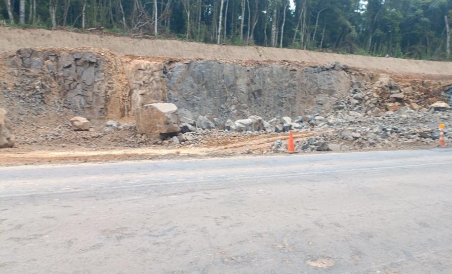 PRC-466 km 254 em Guarapuava, local da nova detonação de rochas