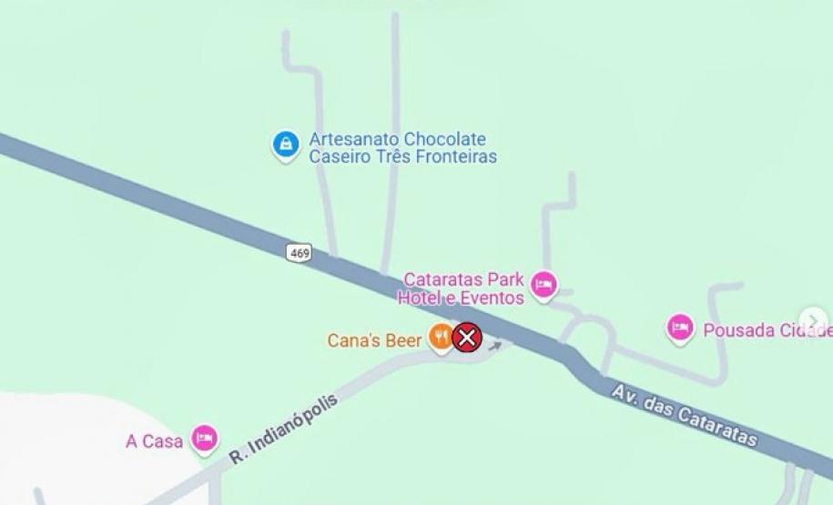 Croqui indicando o local da interdição