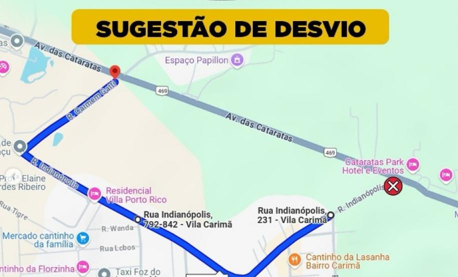 Croqui desvio pela Rua Carmen Gatti