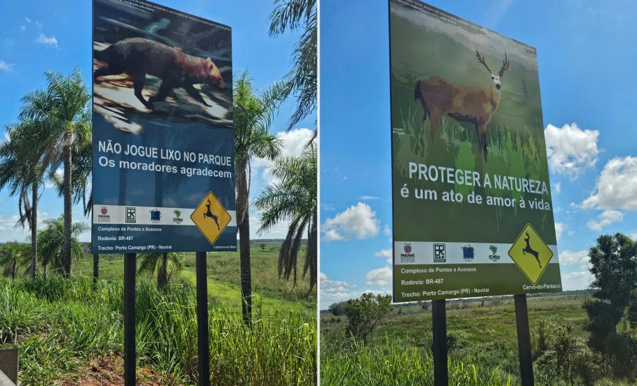 Novas placas e painéis da BR-487 na Parque Nacional Ilha Grande