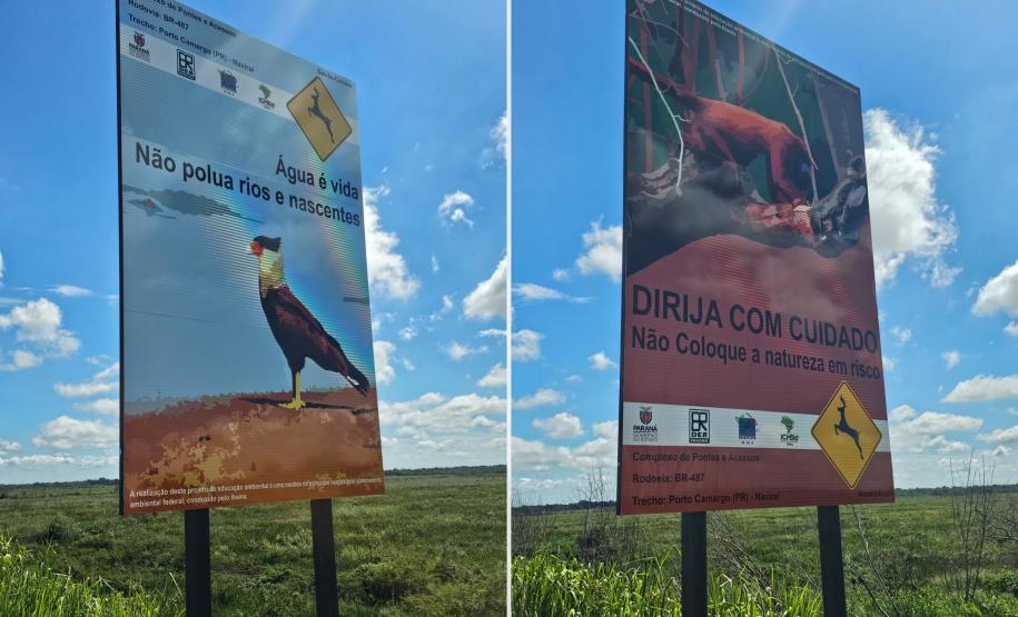 Novas placas e painéis da BR-487 na Parque Nacional Ilha Grande