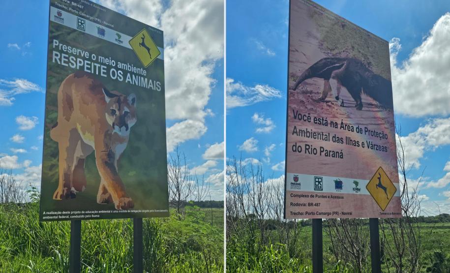 Novas placas e painéis da BR-487 na Parque Nacional Ilha Grande