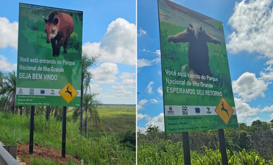 Novas placas e painéis da BR-487 na Parque Nacional Ilha Grande