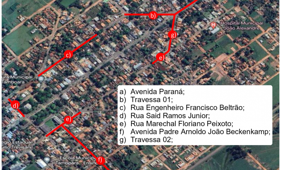 Mapa dos trechos atendidos