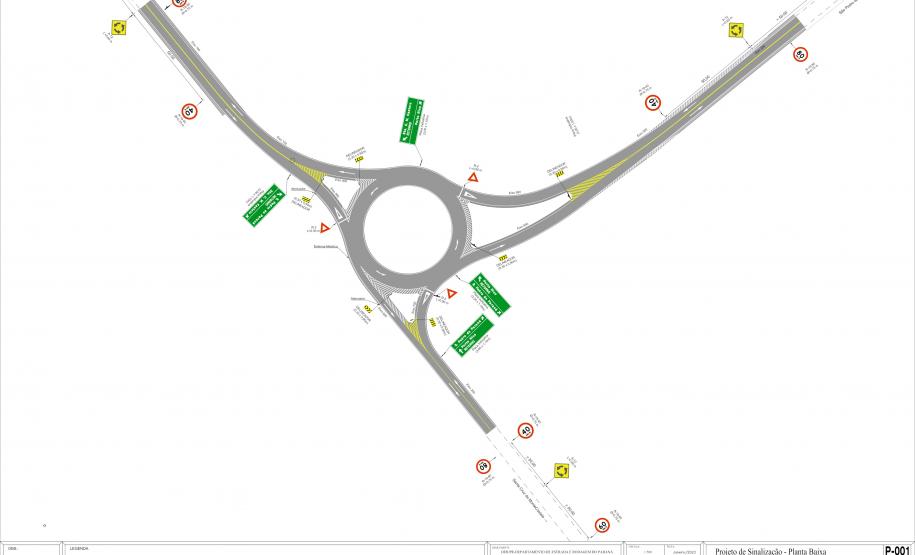 Folha do projeto de sinalização do novo trevo
