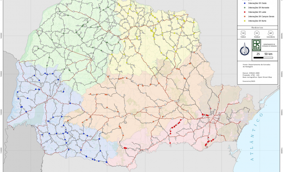 Mapa indicando as 201 interseções
