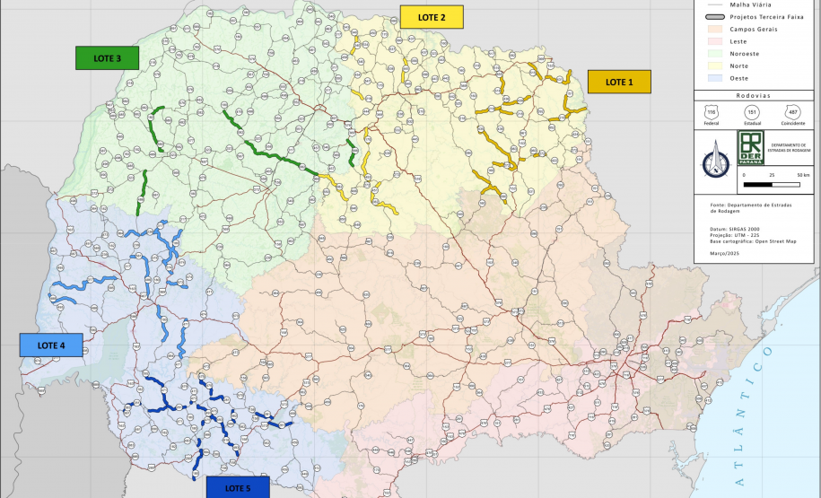 Mapa do programa Rota Segura: 3ªs faixas