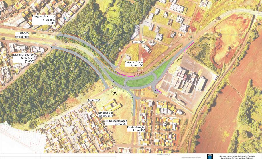 Folha do projeto geométrico da obra do trevo