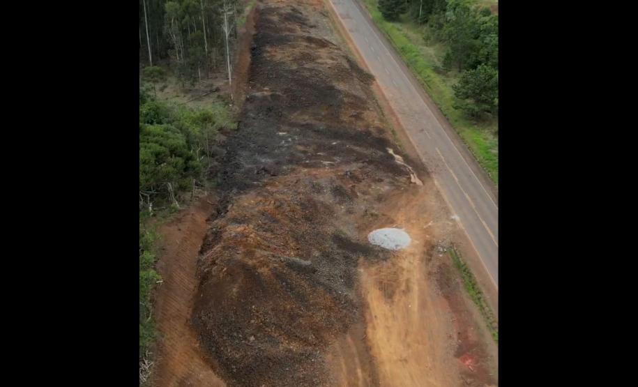 Detonação de rochas na PRC-466 entre Turvo e Palmeirinha