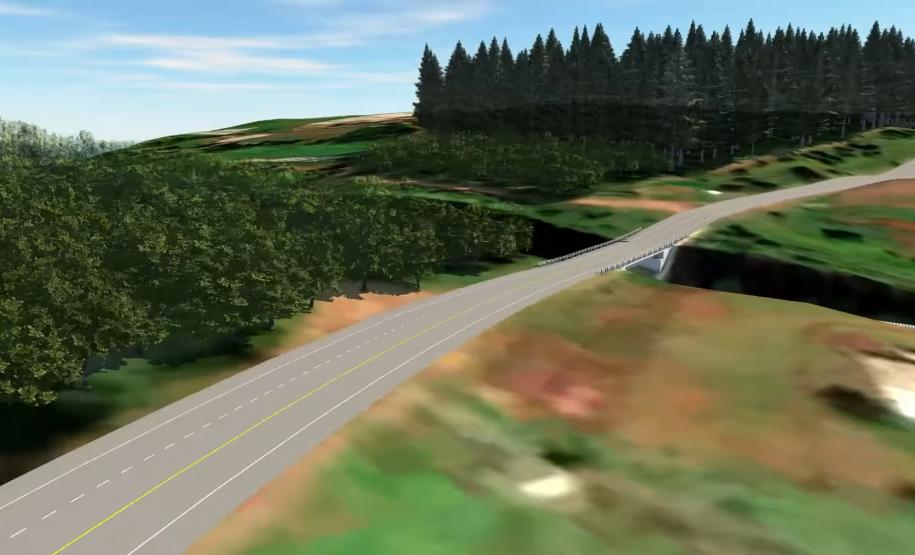 Maquete digital da restauração da PRC-272 entre Mauá e Lidianópolis