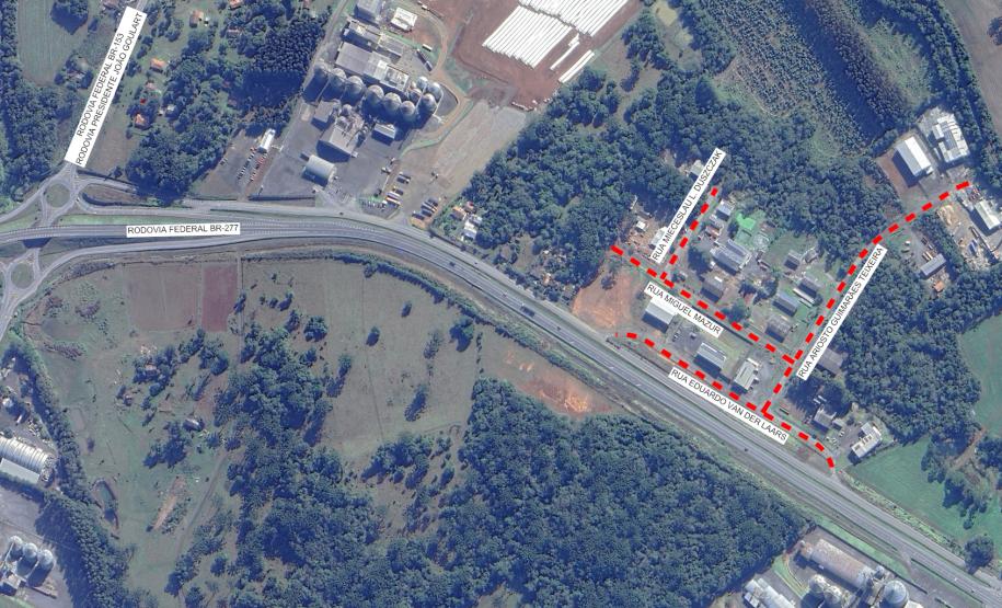Mapa de pavimentação do Condomínio Industrial de Irati