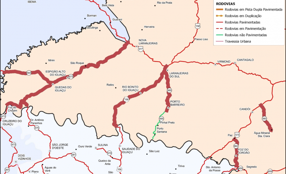 Mapa dos trechos do Lote 12 do ProMAC