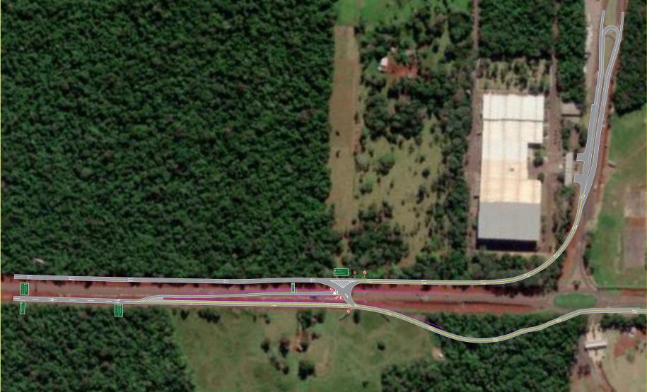 Croqui do desvio no acesso ao aeroporto de Foz do Iguaçu