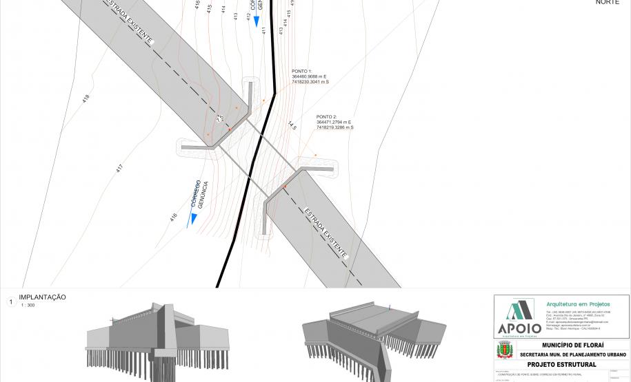 Ponte sobre o córrego Genúncia em Floraí - folha do projeto