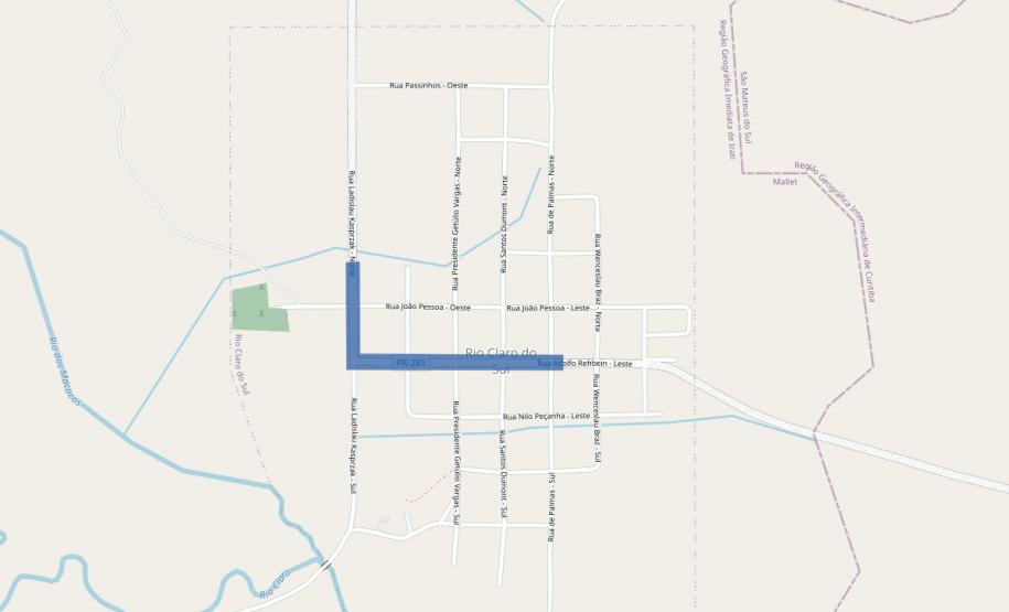 Mallet - mapa da pavimentação em Rio Claro do Sul
