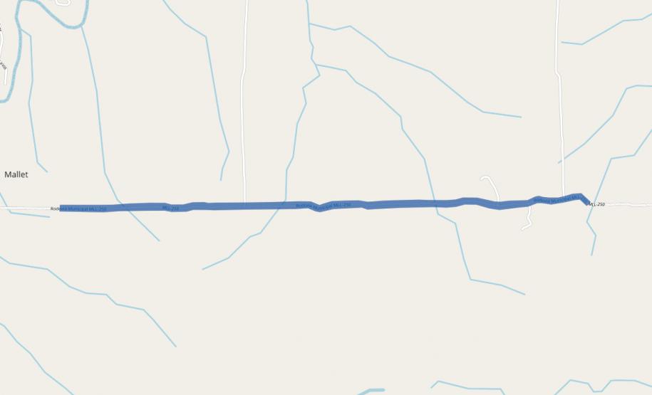 Mallet - mapa da pavimentação na MLL-250