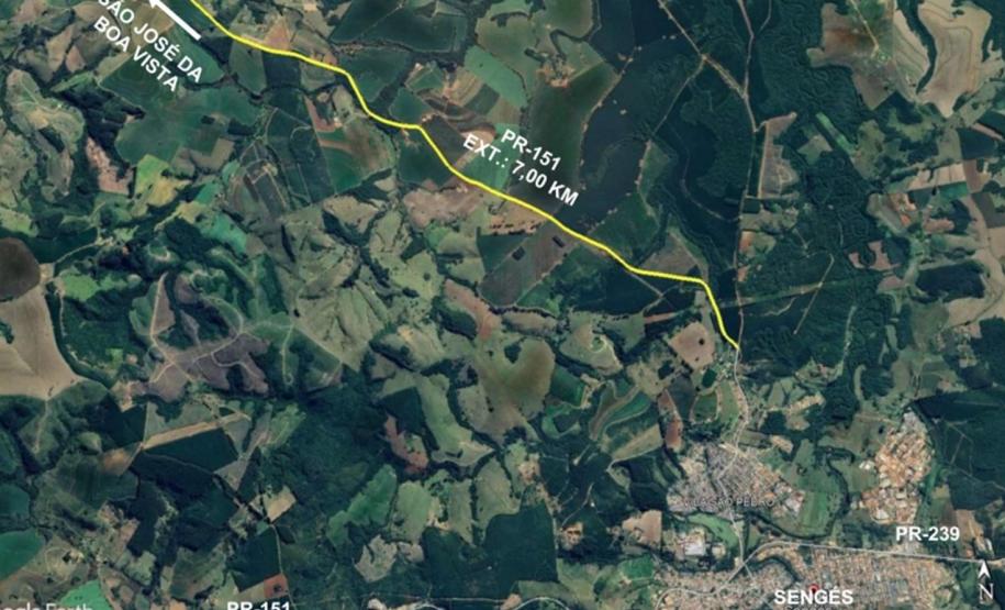 Mapa da PR-151 em Sengés
