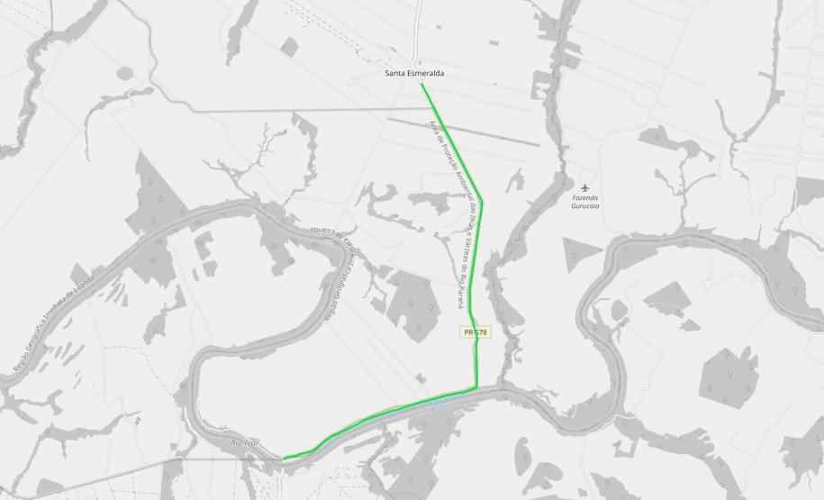 Mapa do trecho NPV da PR-578 em Santa Cruz do Monte Castelo