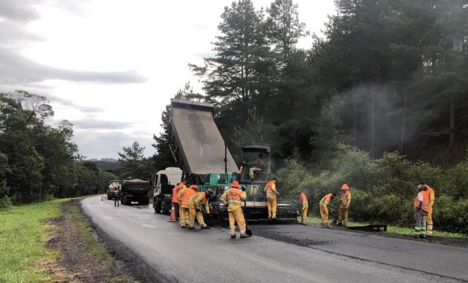 Serviços de conservação na PR-170 em Pinhão