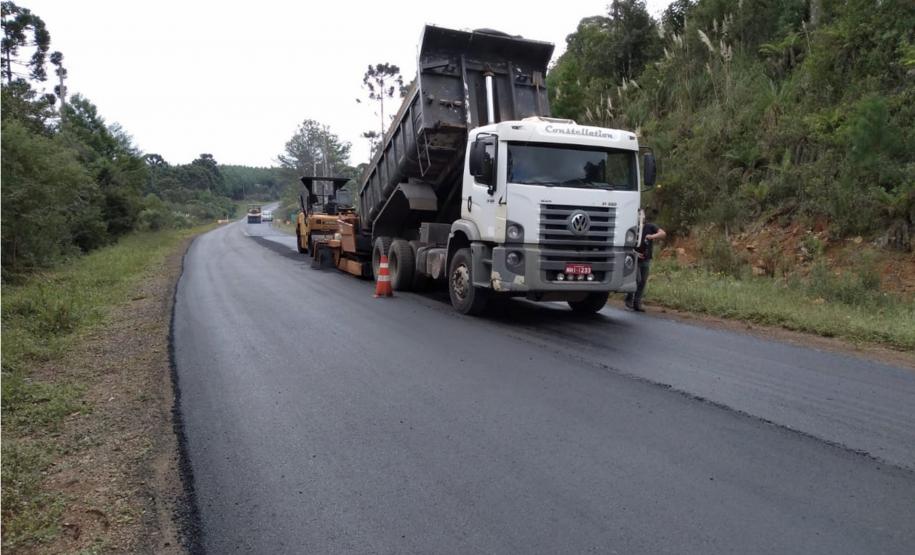 recapeamento da rodovia PR-170, trecho Entr. BR-153(Jangada do Sul) - Bituruna. Executados 25 km do total de 46,27 km.  -  Curitiba, 02/04/2019  -  Foto: Divulgação DER/SEIL
