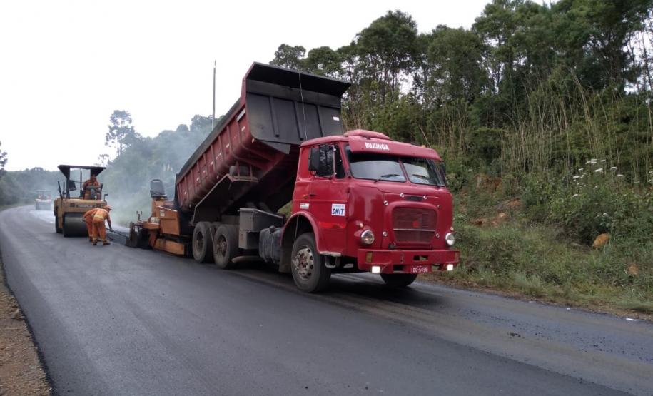 recapeamento da rodovia PR-170, trecho Entr. BR-153(Jangada do Sul) - Bituruna. Executados 25 km do total de 46,27 km.  -  Curitiba, 02/04/2019  -  Foto: Divulgação DER/SEIL