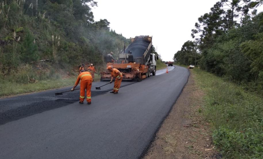 recapeamento da rodovia PR-170, trecho Entr. BR-153(Jangada do Sul) - Bituruna. Executados 25 km do total de 46,27 km.  -  Curitiba, 02/04/2019  -  Foto: Divulgação DER/SEIL
